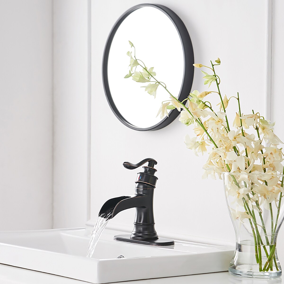 Single Hole 1-handle Oil Rubbed Bronze Waterfall Bathroom Sink Faucet - 6*7.28