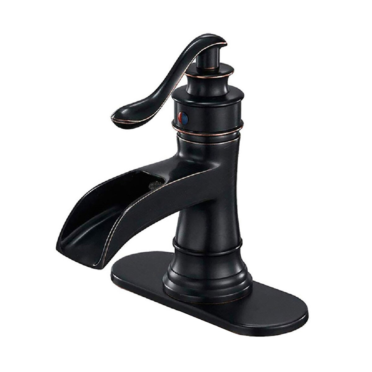 Single Hole 1-handle Oil Rubbed Bronze Waterfall Bathroom Sink Faucet - 6*7.28