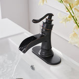 Single Hole 1-handle Oil Rubbed Bronze Waterfall Bathroom Sink Faucet - 6*7.28