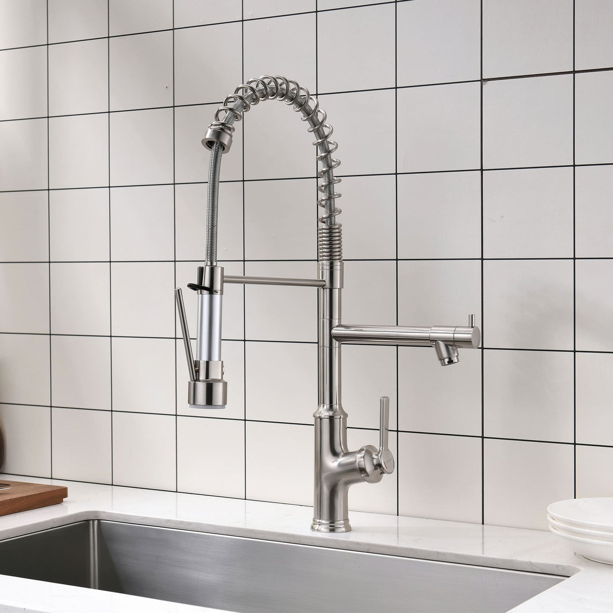 Single Hole Commercial Kitchen Sink Faucet With Pull Down Sprayer Single Handle Kitchen Vanity Lavatory Faucet Brushed Nickel