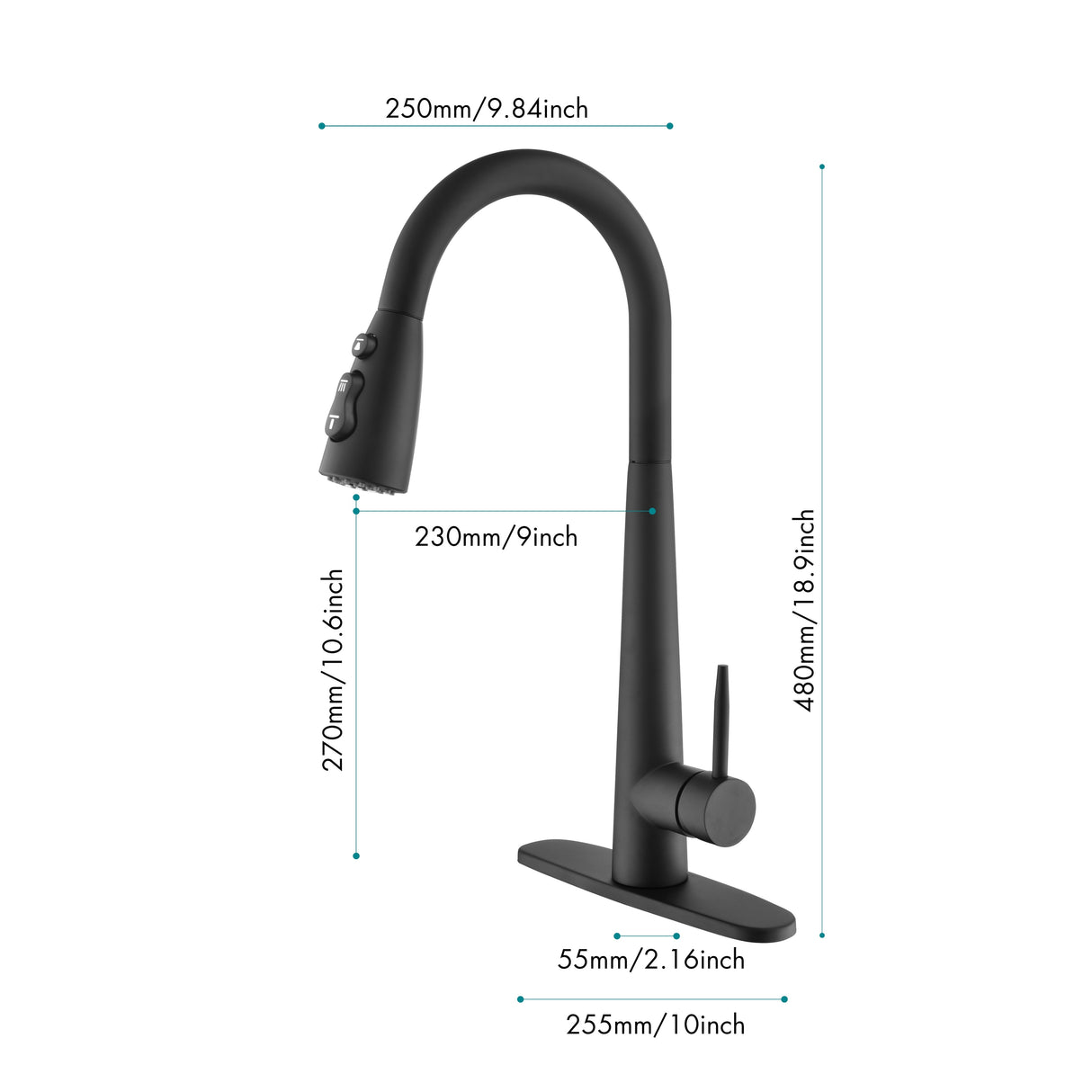 Single Hole Deck Mount Kitchen Faucets with Pull Down Sprayer