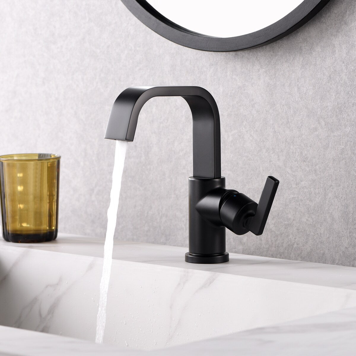 Luxier BSH14-S Single Handle Single Hole Bathroom Faucet with Drain