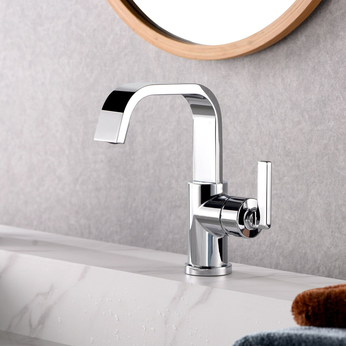 Luxier BSH14-S Single Handle Single Hole Bathroom Faucet with Drain