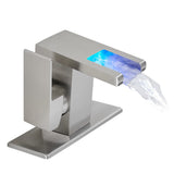 Single Hole Single Handle Waterfall LED Bathroom Faucet with Panel