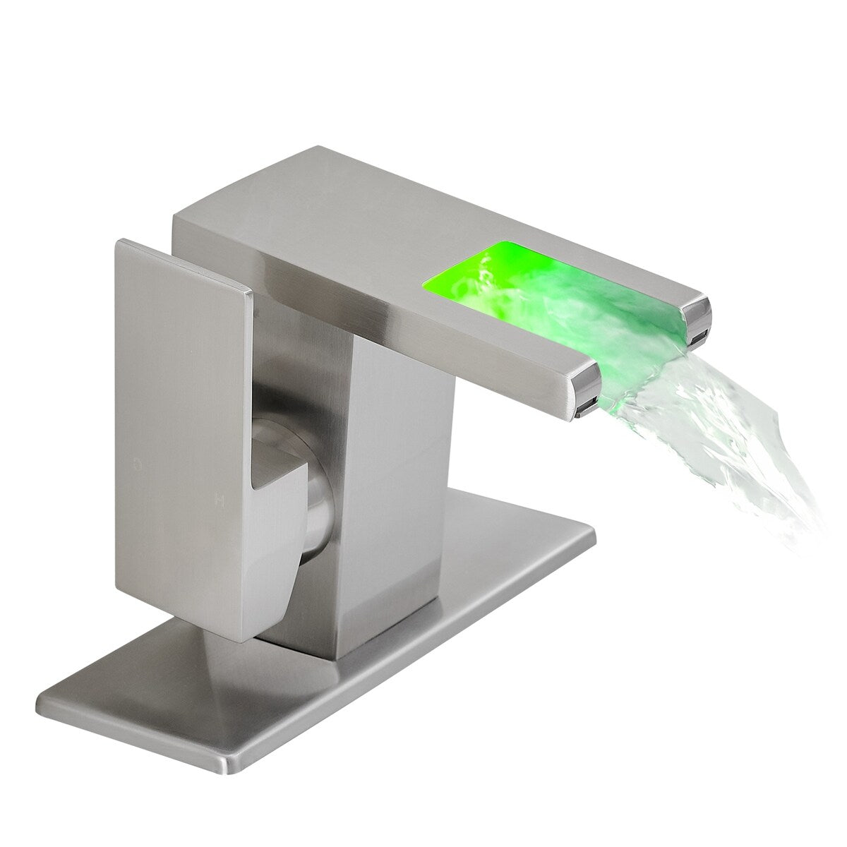 Single Hole Single Handle Waterfall LED Bathroom Faucet with Panel
