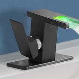 Single Hole Single Handle Waterfall LED Bathroom Faucet with Panel
