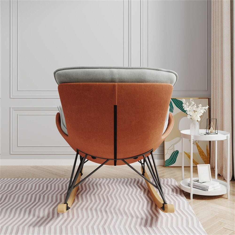 Single Leisure Lounge Chair, Balcony Rocking Chair with Detachable Cushion