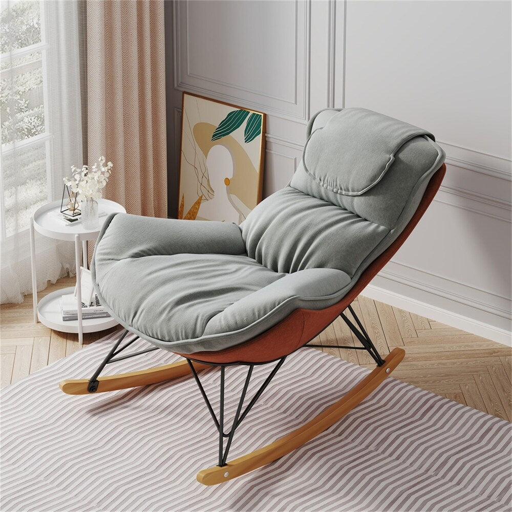 Single Leisure Lounge Chair, Balcony Rocking Chair with Detachable Cushion
