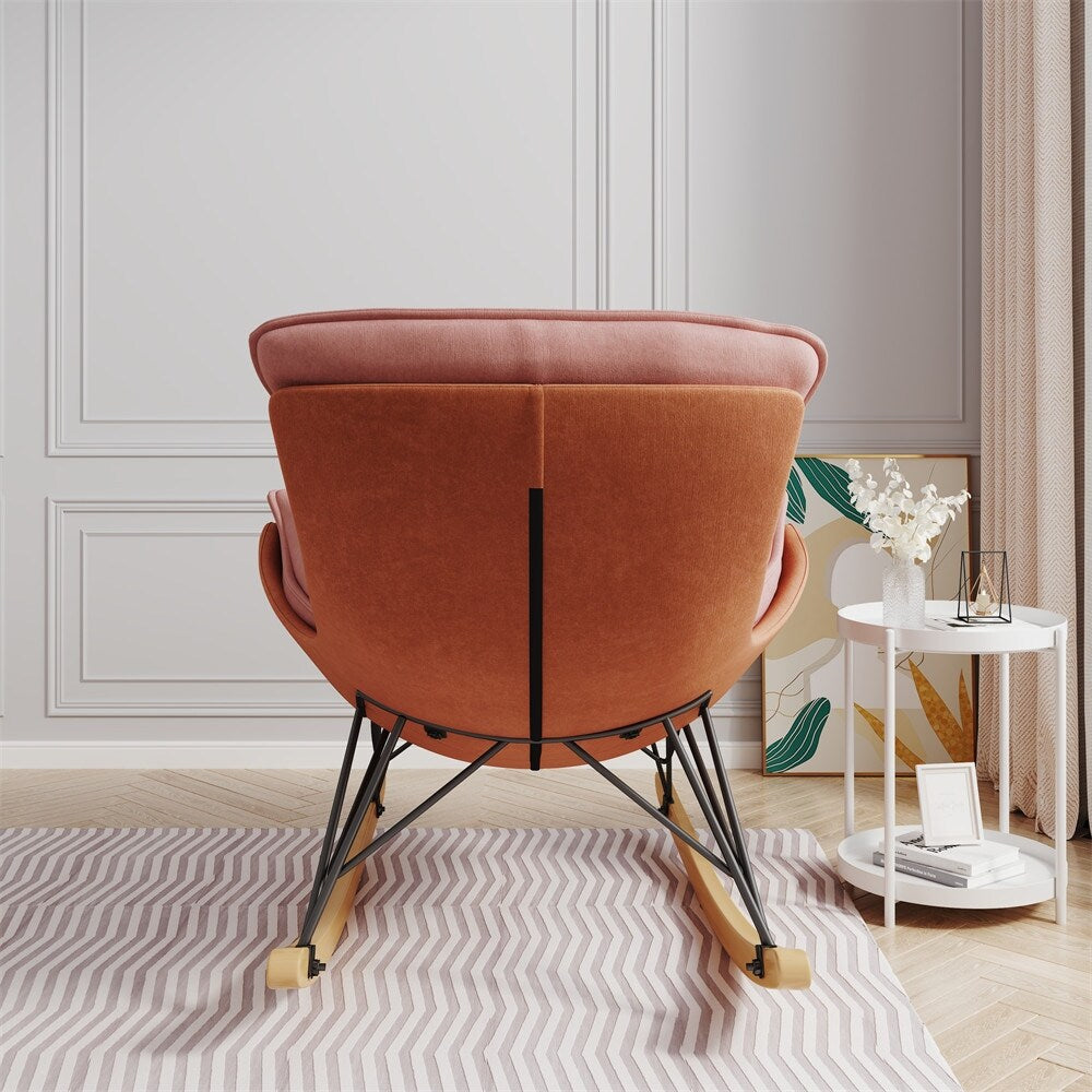 Single Leisure Lounge Chair, Balcony Rocking Chair with Detachable Cushion