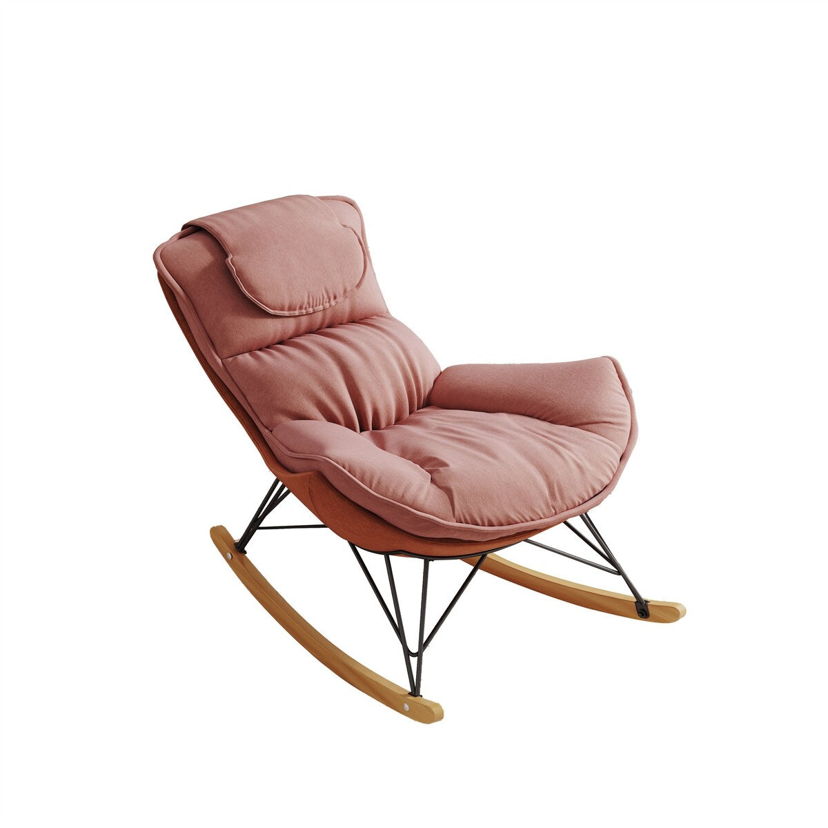 Single Leisure Lounge Chair, Balcony Rocking Chair with Detachable Cushion