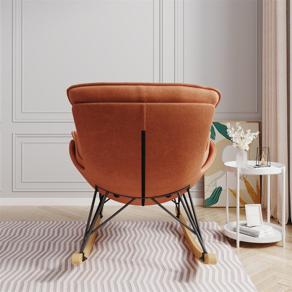 Single Leisure Lounge Chair, Balcony Rocking Chair with Detachable Cushion