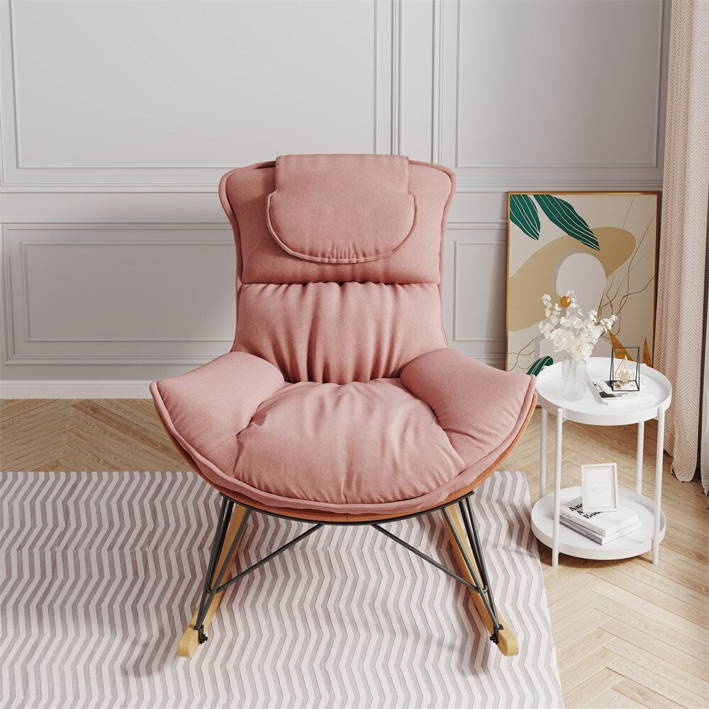 Single Leisure Lounge Chair, Balcony Rocking Chair with Detachable Cushion