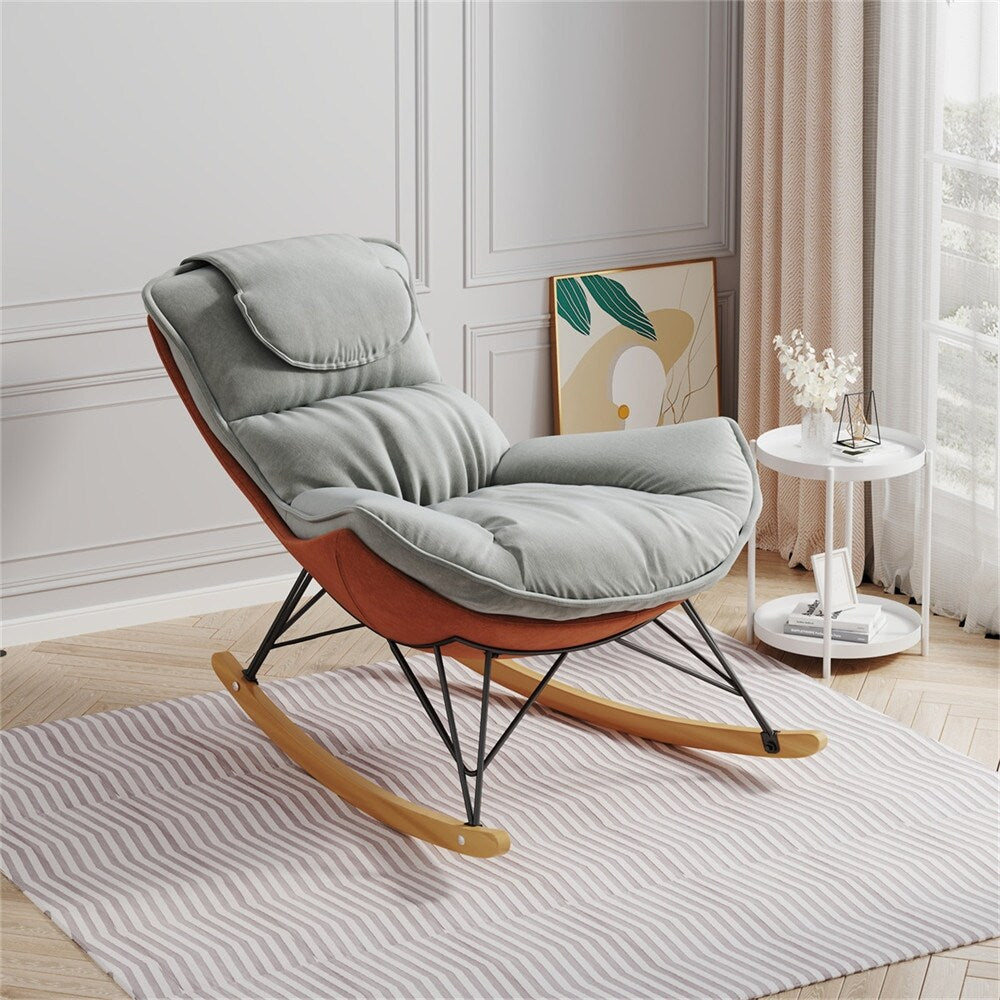Single Leisure Lounge Chair, Balcony Rocking Chair with Detachable Cushion