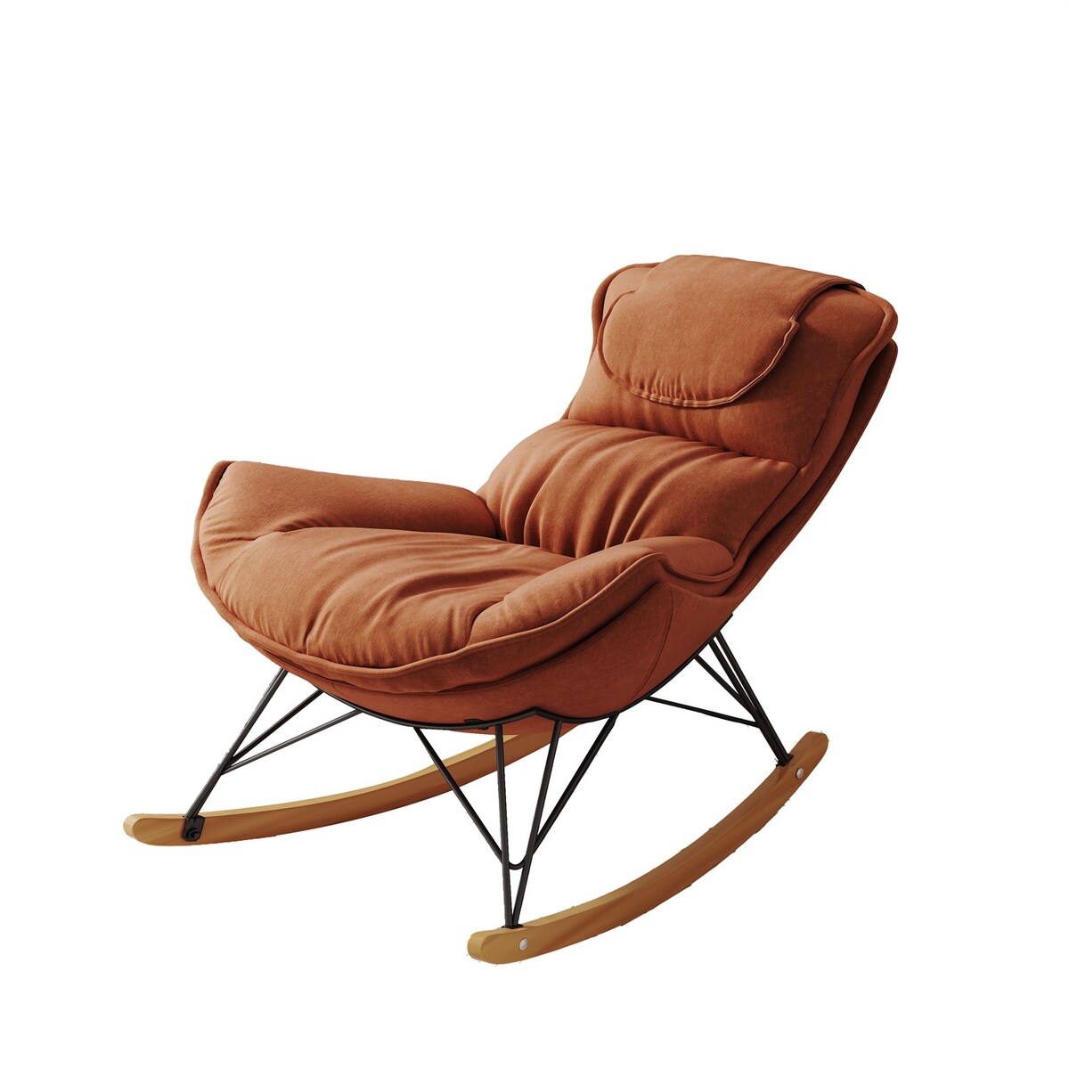 Single Leisure Lounge Chair, Balcony Rocking Chair with Detachable Cushion