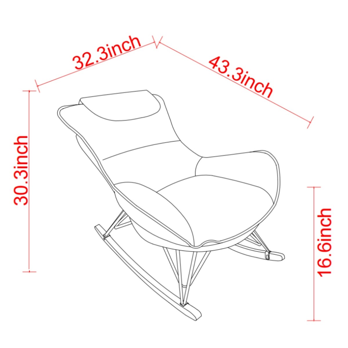 Single Leisure Lounge Chair, Balcony Rocking Chair with Detachable Cushion