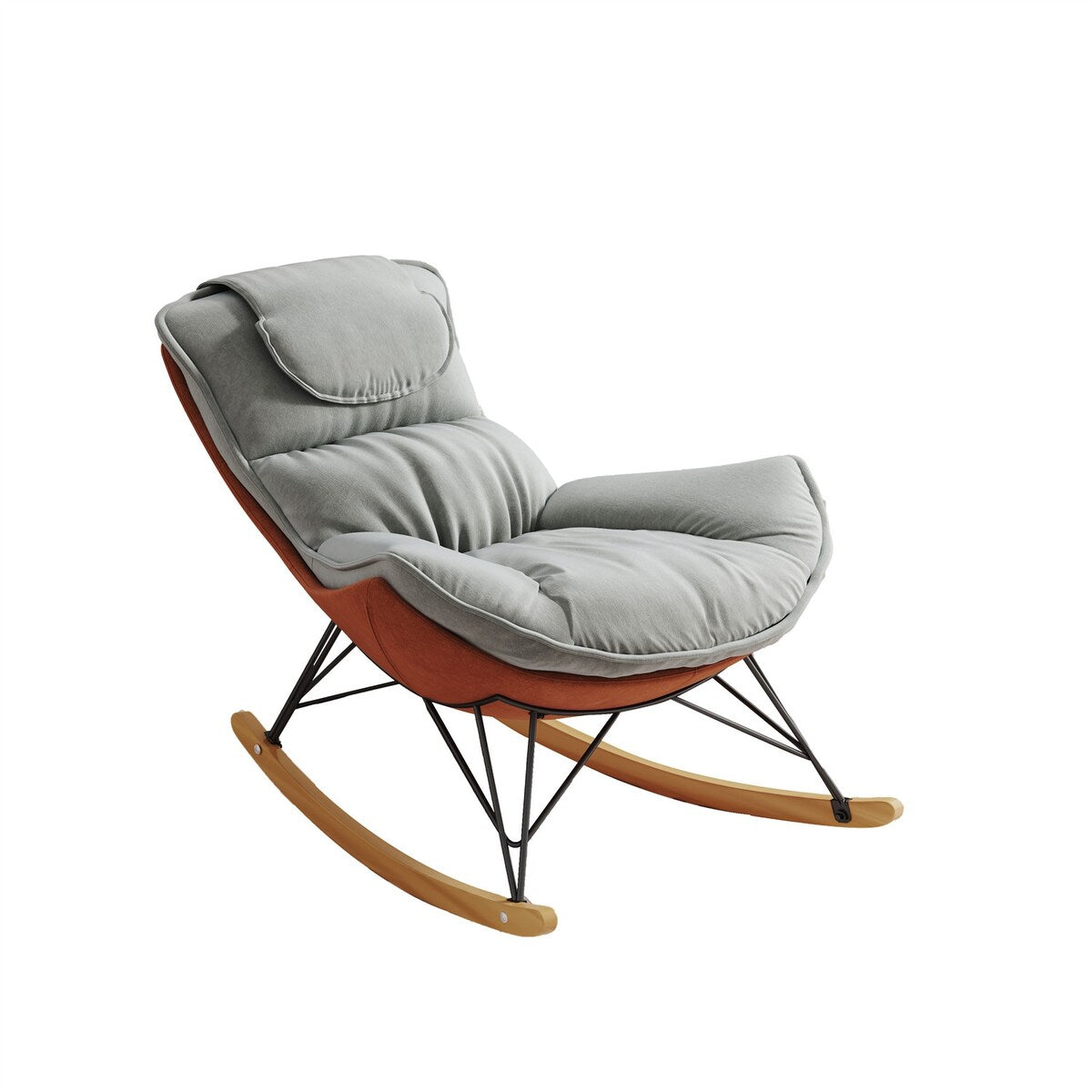 Single Leisure Lounge Chair, Balcony Rocking Chair with Detachable Cushion