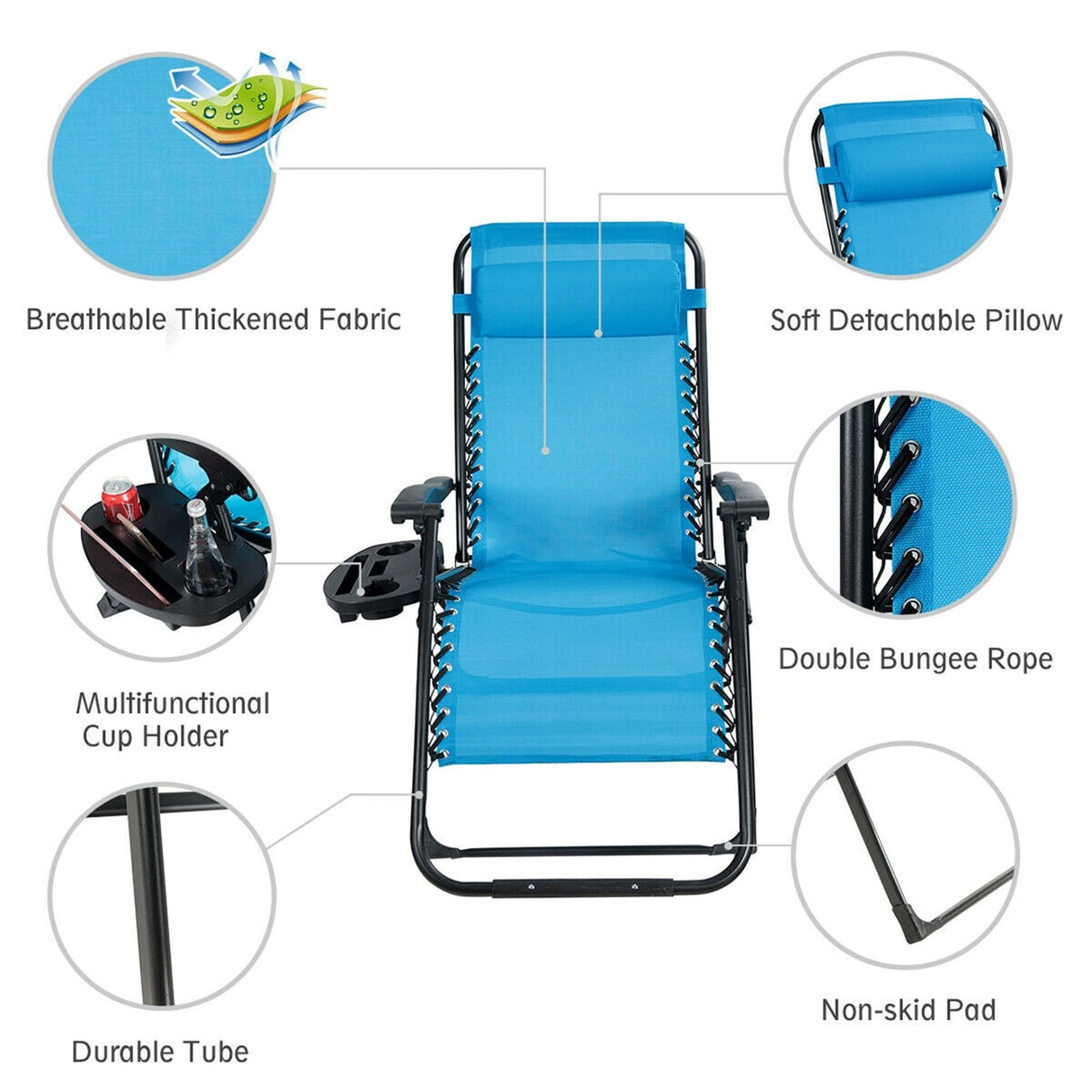 Oversize Patio Heavy Duty Folding Zero Gravity Recliner Lounge Chair
