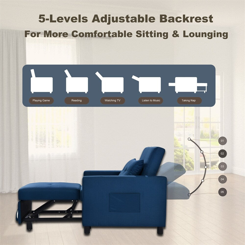 Single Sofa Bed with Pullout Sleeper,Convertible Folding Futon Chair