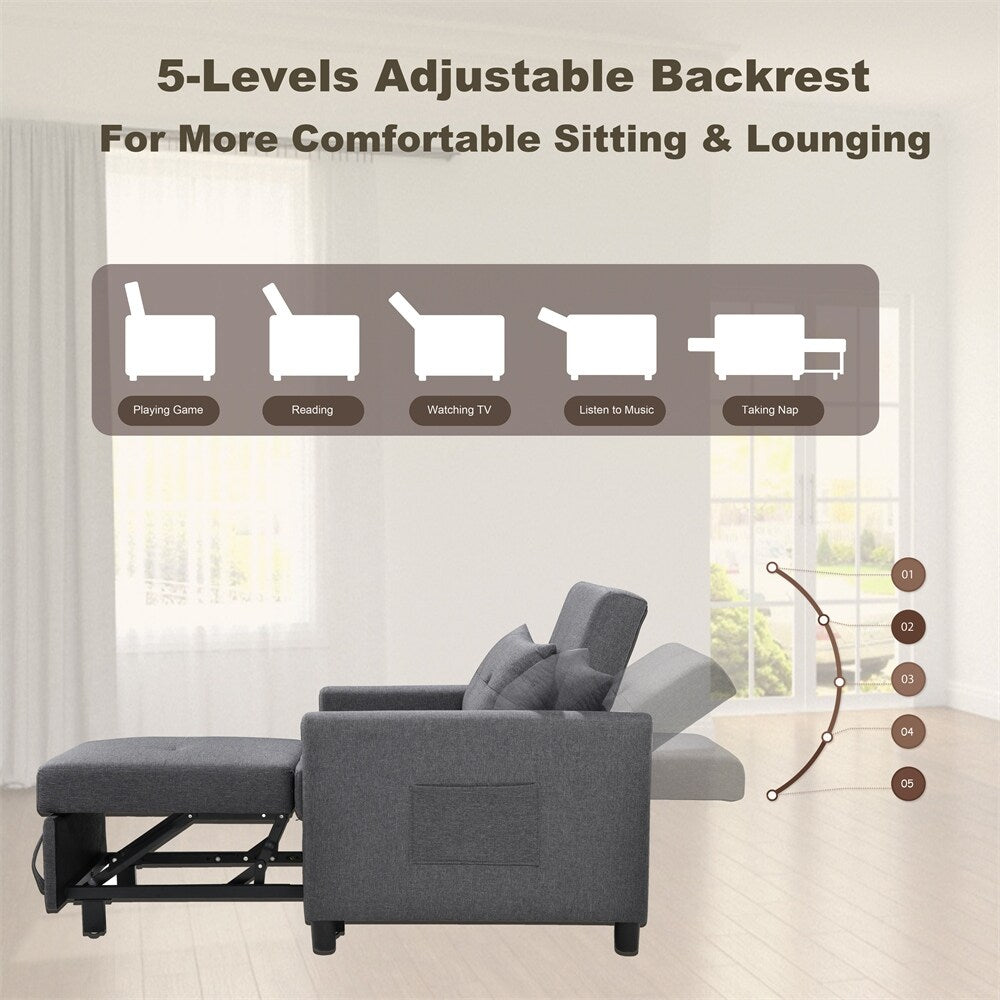 Single Sofa Bed with Pullout Sleeper,Convertible Folding Futon Chair
