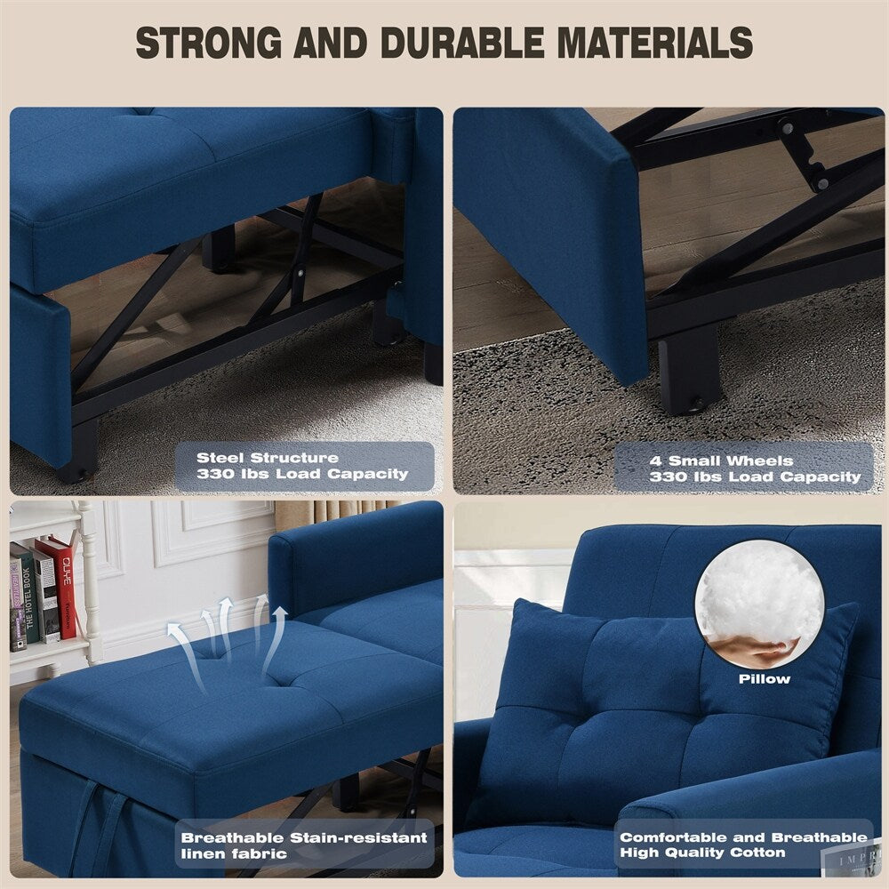 Single Sofa Bed with Pullout Sleeper,Convertible Folding Futon Chair