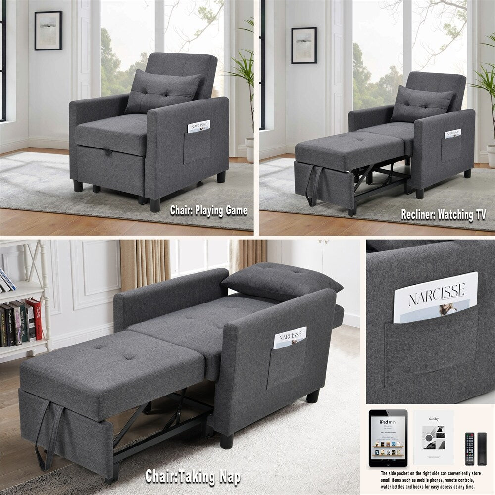 Single Sofa Bed with Pullout Sleeper,Convertible Folding Futon Chair