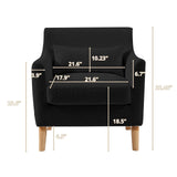 Single Sofa Chair for Bedroom Livingroom Accent Chairs w/ Wooden Legs and Pillows, Terry Fabric Recliners Lounge Sofa Chairs