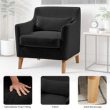 Single Sofa Chair for Bedroom Livingroom Accent Chairs w/ Wooden Legs and Pillows, Terry Fabric Recliners Lounge Sofa Chairs