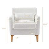 Single Sofa Chair for Bedroom Livingroom Accent Chairs w/ Wooden Legs and Pillows, Terry Fabric Recliners Lounge Sofa Chairs
