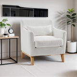 Single Sofa Chair for Bedroom Livingroom Accent Chairs w/ Wooden Legs and Pillows, Terry Fabric Recliners Lounge Sofa Chairs