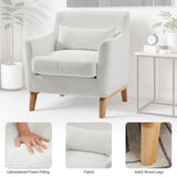 Single Sofa Chair for Bedroom Livingroom Accent Chairs w/ Wooden Legs and Pillows, Terry Fabric Recliners Lounge Sofa Chairs