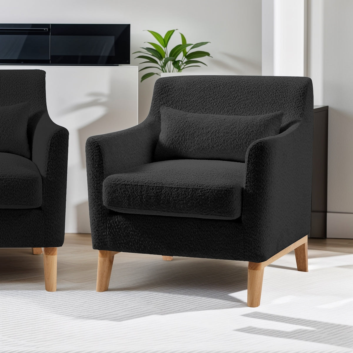 Single Sofa Chair for Bedroom Livingroom Accent Chairs w/ Wooden Legs