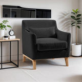 Single Sofa Chair for Bedroom Livingroom Accent Chairs w/ Wooden Legs and Pillows, Terry Fabric Recliners Lounge Sofa Chairs