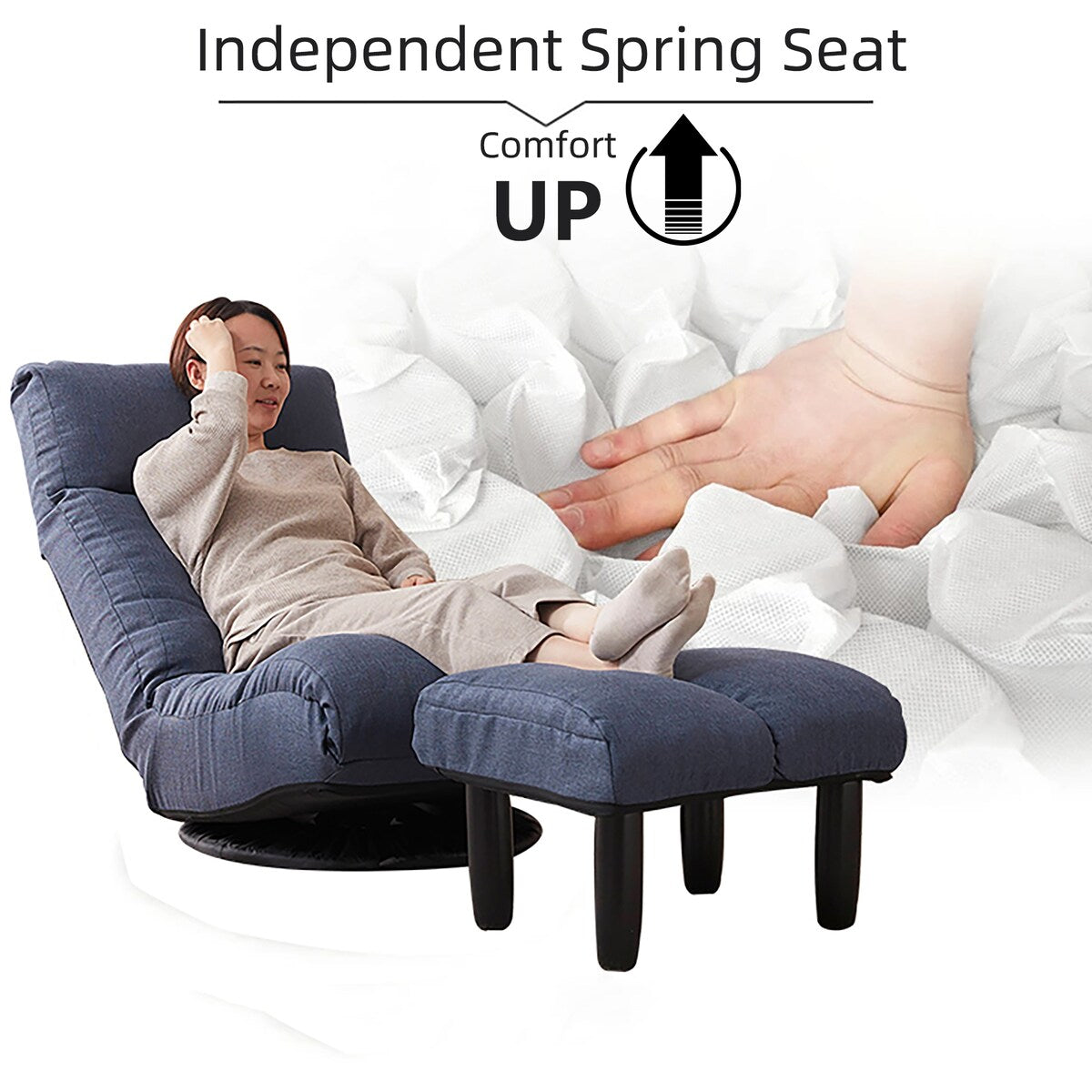Adjustable Floor Game Chair Reclining Chair with Stool