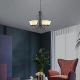Single Tier 5-light Chandelier with Glass Shade, Oil Rubbed Bronze - 23" H x 23" W x 21.75" D