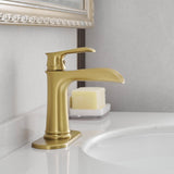 Single-handle Bathroom Waterfall Sink Faucet with Drain and Deckplate