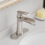Single-handle Bathroom Waterfall Sink Faucet with Drain and Deckplate