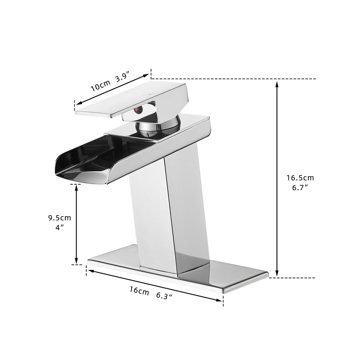 Sink Faucet w/ Deck Plate Waterfall Faucets for Sink 1 Hole or 3 Holes