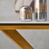 Sintered stone dinning table with 4 pcs Chairs ,Carrara white color , Modern Dinning table with solid Gold