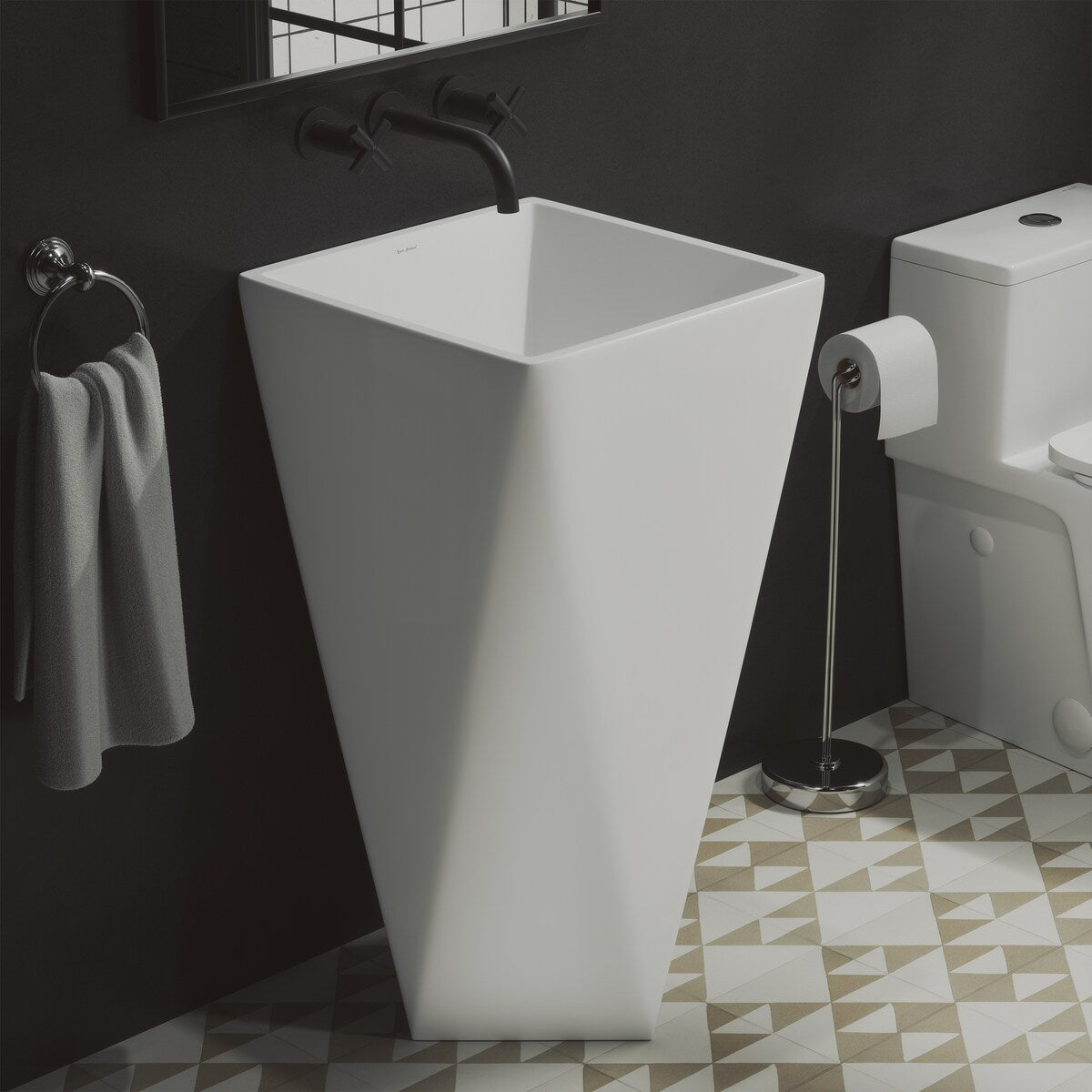 Sion One-Piece Pedestal Sink - 18.15" x 18.15" 32.25"