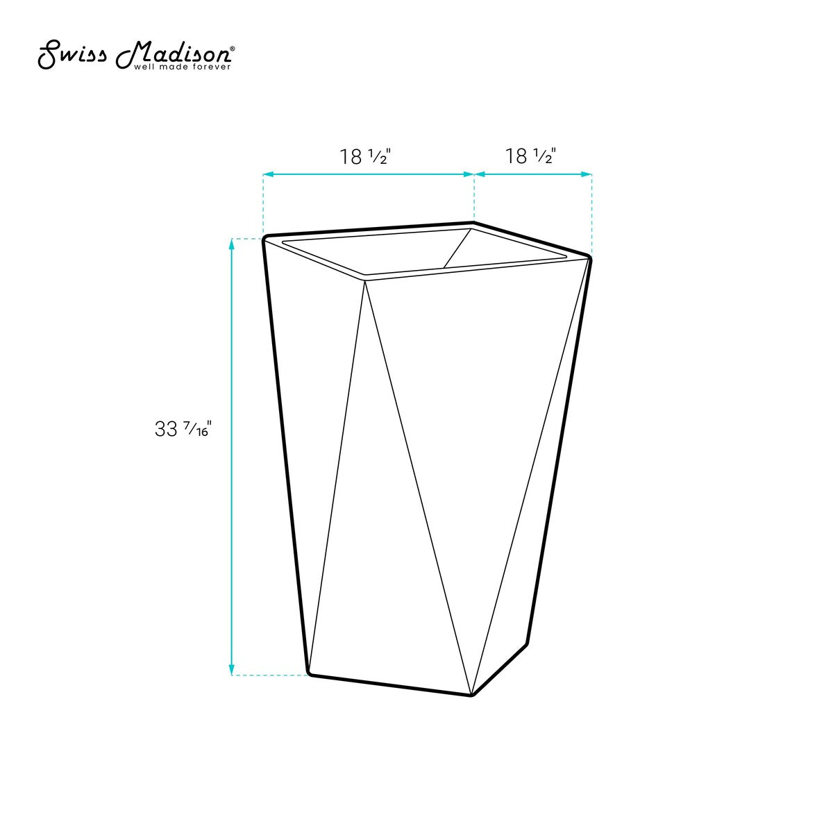 Sion One-Piece Pedestal Sink - 18.15" x 18.15" 32.25"