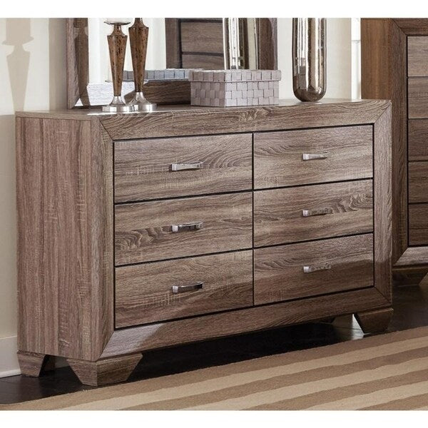 Sion Washed Taupe Wood 6-drawer Dresser