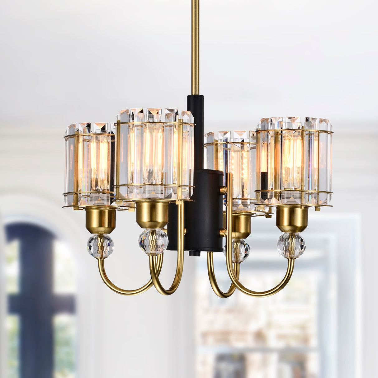 Sirita 16 Inch Modern Glam Pendant Crystal Chandelier 4-Light