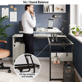 Versatile 60" L Shaped Standing Desk with Lift Top & Storage Cabinet, Corner Desk Extending to 95’’ with Hooks