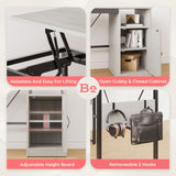 Versatile 60" L Shaped Standing Desk with Lift Top & Storage Cabinet, Corner Desk Extending to 95’’ with Hooks