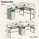 Versatile 60" L Shaped Standing Desk with Lift Top & Storage Cabinet, Corner Desk Extending to 95’’ with Hooks