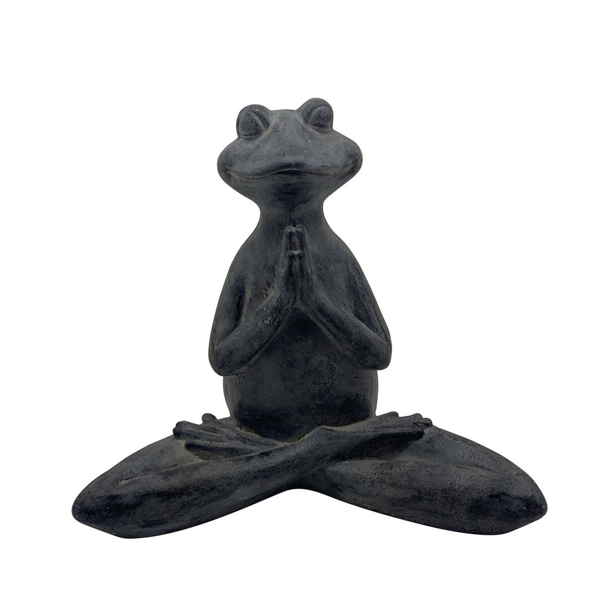 Sitting Frog Accent Decor with Namaste Yoga Position, Black