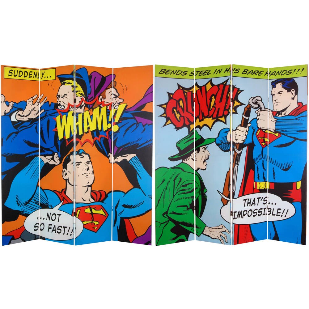 Six-Foot Tall Double Sided 'Superman Classic' Canvas Room Divider
