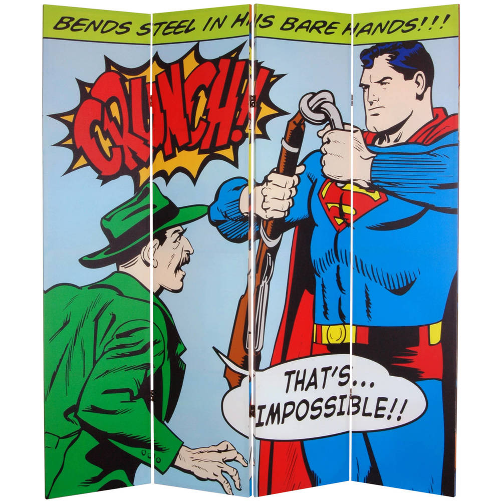 Six-Foot Tall Double Sided 'Superman Classic' Canvas Room Divider