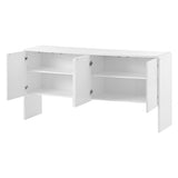 Sixty-inch L White Sideboard with 4 Doors and Rebound Device - 60"L x 15.7"W x 30"H