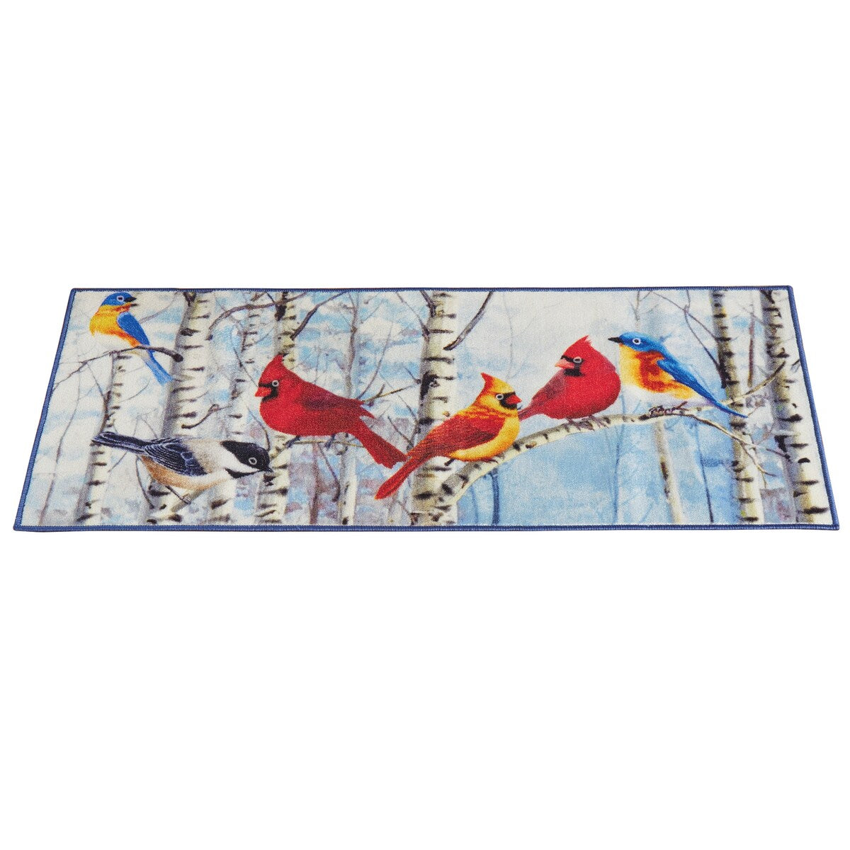 Skid-Resistant Bird Birch Tree Kitchen Runner Rug - 20" x 48"